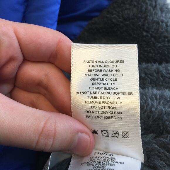 Free Country Puffer Jacket Long Sleeve Full Zip Front Solid Blue YOUTH Medium - Picture 7 of 7